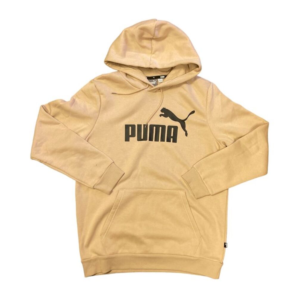 Puma Men's Soft Long Sleeve Kangaroo Pocket Classic Big Logo Hoodie - Light Sand